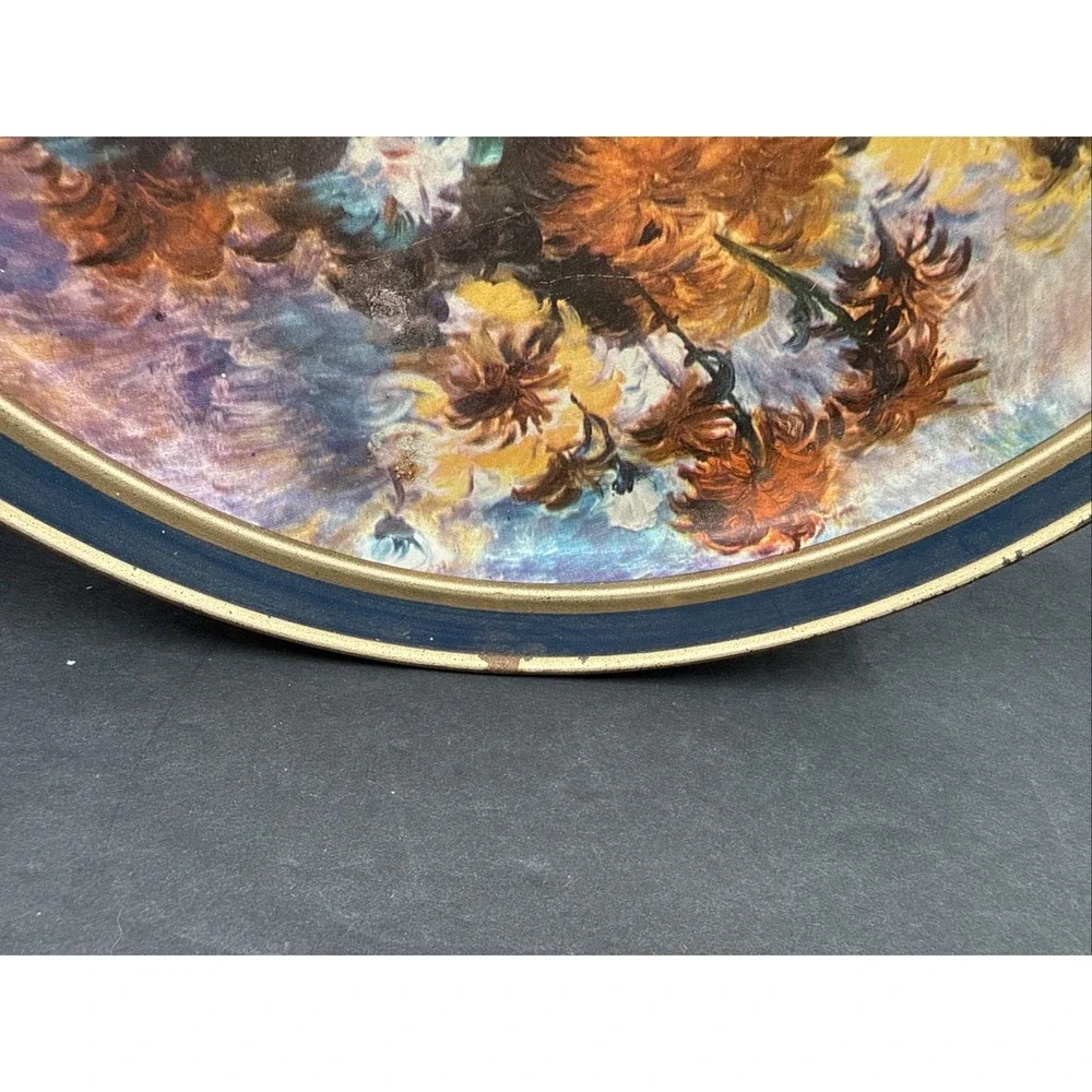 Vtg Tin Canister Serving Tray Lid 13.5